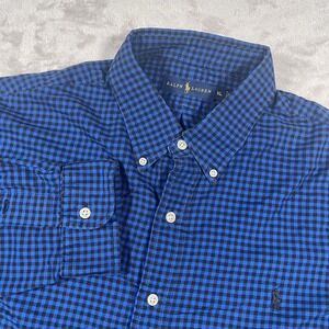 PoloRalph Lauren Shirt‎ Mens XL Blue Gingham Classic Fit Button Down Long Sleeve